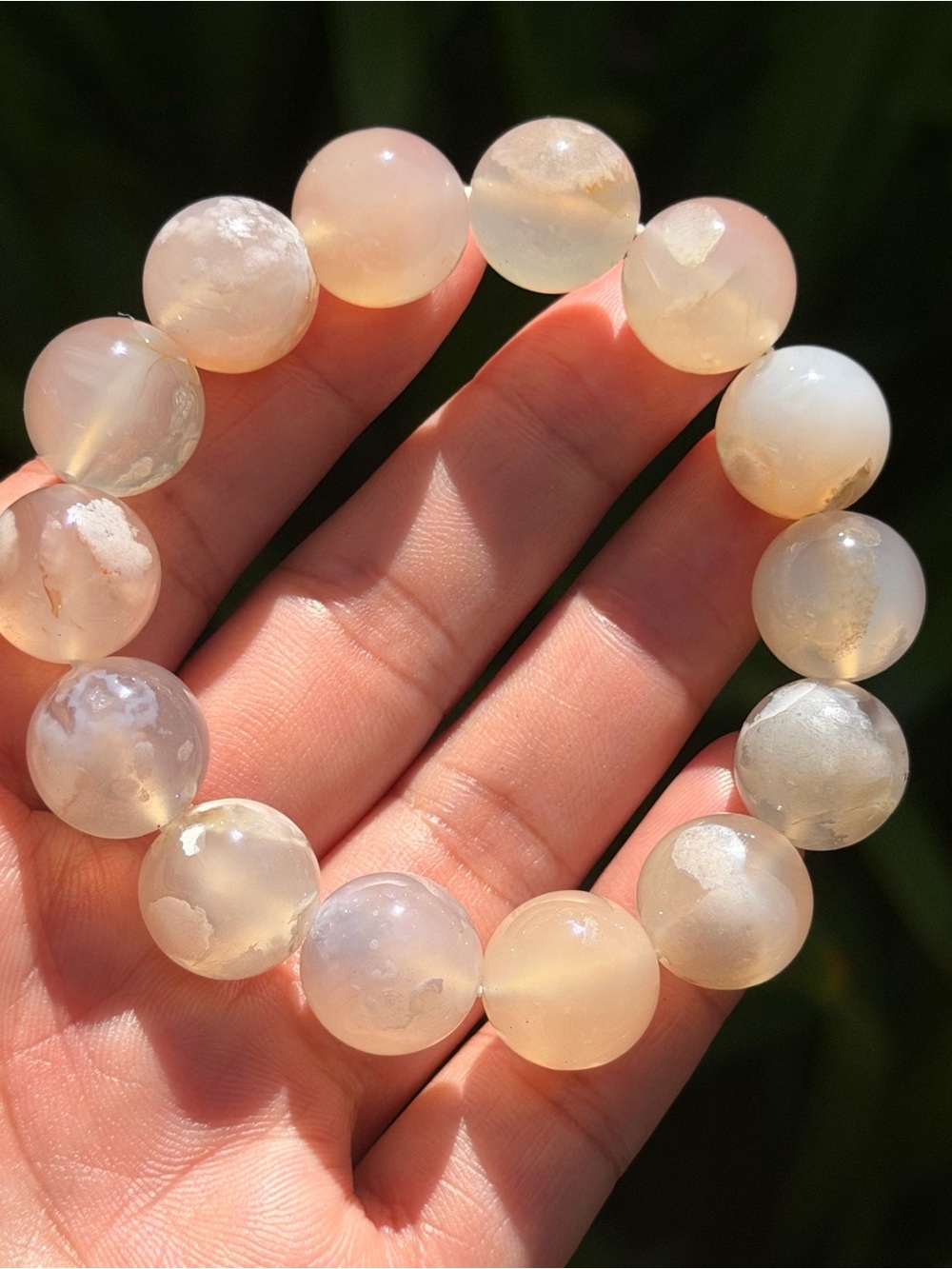 Natural Peach Moonstone Beaded Stretch Bracelet - Unknown Brand Palo